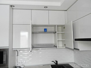 Белая глянцевая кухня 8,3 кв.м за 6200$ (10 фото после монтажа)