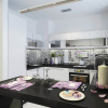 Дизайн-проект белой П-образной кухни в квартире-студии (6 фото)