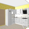 Дизайн-проект белой кухни 7 кв м с холодильником. Стиль классика