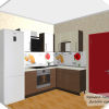 Дизайн-проект кухни 6 кв м с холодильником. Цвет бежевый с венге