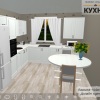 Проект угловой белой кухни 13 кв с панелью под окном