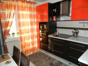 Кухня цвета венге с оранжевым 9 кв.м (12 фото)