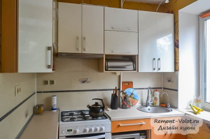 Дизайн перламутрово-золотой кухни 7 кв.м. за 1700$ (12 фото)