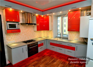 Оранжевая кухня с красивой подсветкой своими руками