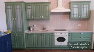 Зеленая кухня с газовой колонкой. Сборка своими руками пошагово (32 фото)