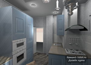 Дизайн серо-голубой кухни "Геос Идеал" в Минске. Отзыв + 18 фото