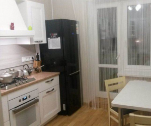 Практичная кухня холостяка на площади 9,3 кв. м с местом для миски кота