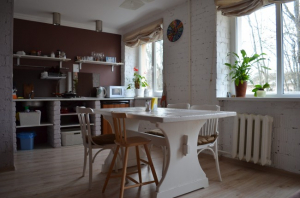 Простая кухня без шкафов в арендной квартире студии