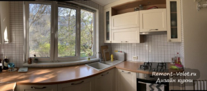 Молочная кухня 6 кв м с мойкой у окна