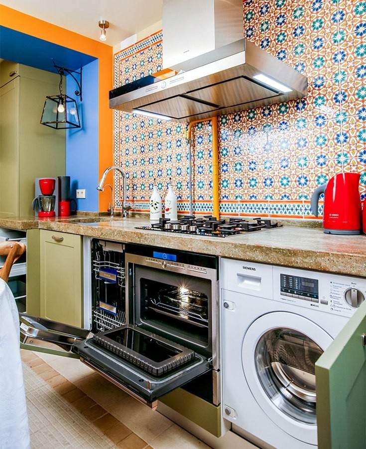 Дизайн кухни со стиральной машиной