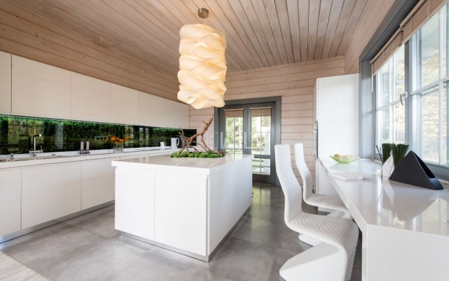 Белая кухня в доме из бруса интерьер (50 фото) - красивые картинки и HD фото